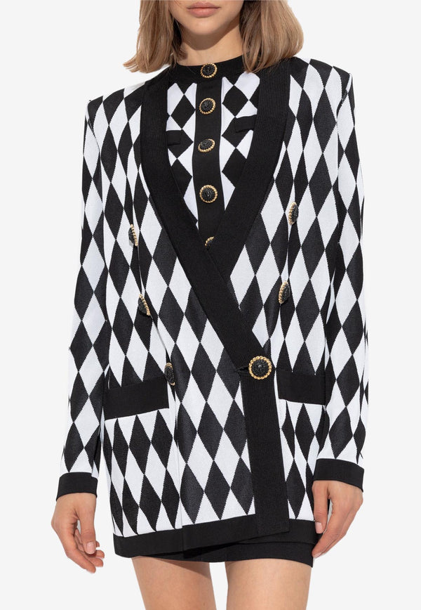 Balmain Diamond Knit Oversized Cardigan Monochrome DF1SG067 KG79-EAB