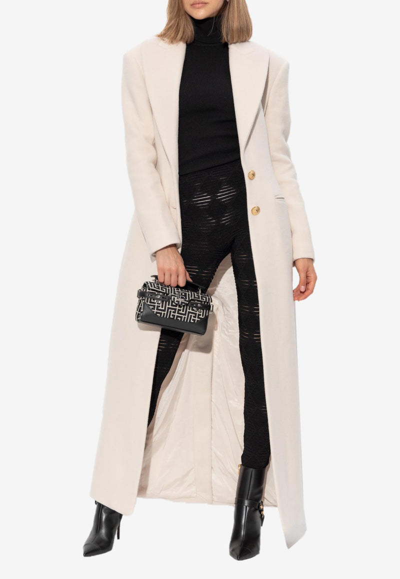 Balmain Wool and Cashmere Long Coat Beige DF1UD130 WC53-0DD