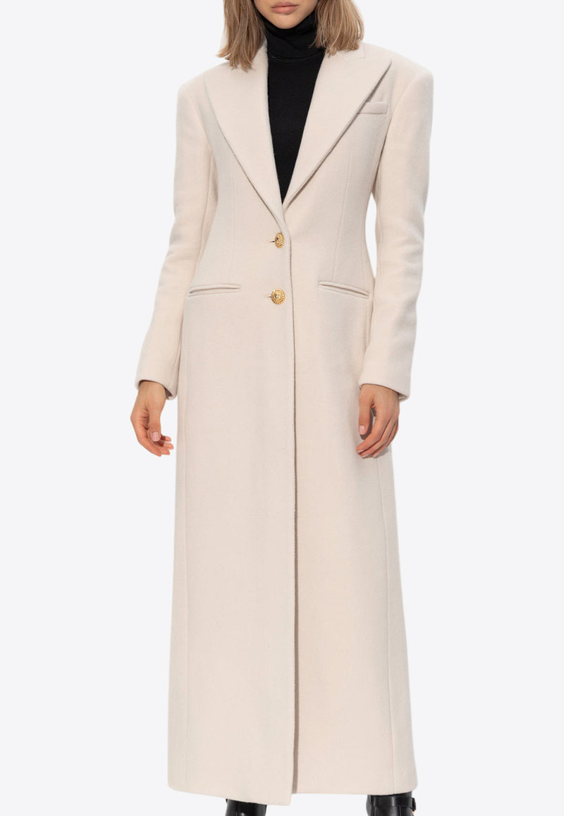 Balmain Wool and Cashmere Long Coat Beige DF1UD130 WC53-0DD