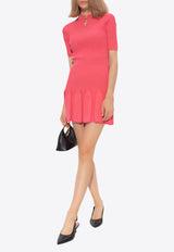 Balmain Ribbed Flared Mini Dress Pink DF1R7092 KG36-4CE