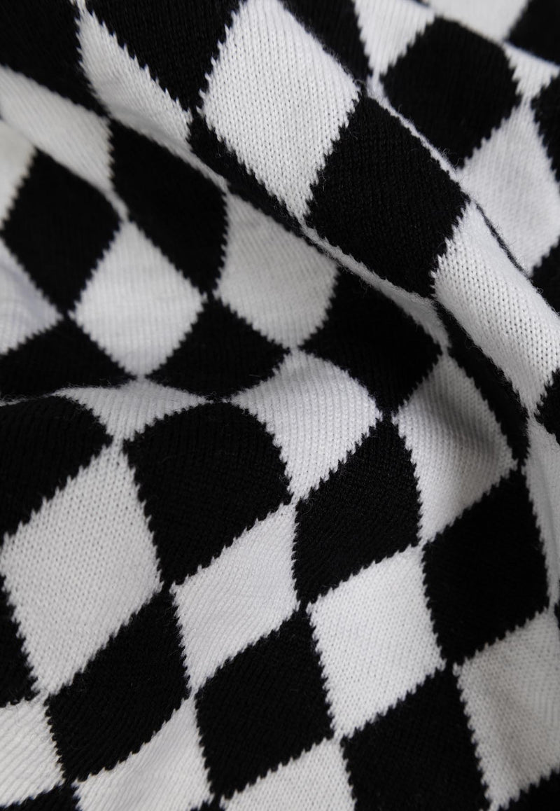 Balmain Diamond Knit Wool Scarf Monochrome DF1XG000 KG99-EAB