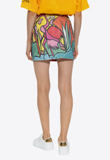 Balmain X Disney The Lion King Enfant Précoce Print Mini Denim Skirt Multicolor DFALBA27 DE88-AAA