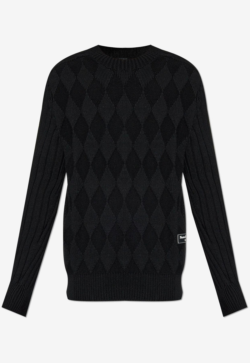 Balmain Logo Patch Wool Sweater Black DH1KF095 KG98-0PA