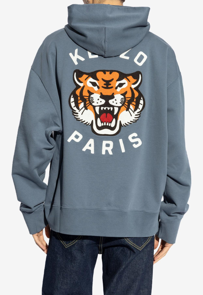 Kenzo Lucky Tiger Embroidered Hooded Sweatshirt Blue FE58SW011 4MF-67