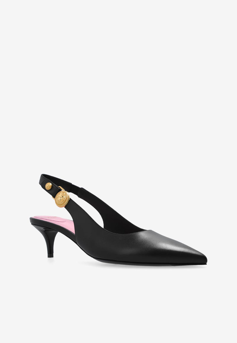 Balmain Eva 50 Calf Leather Slingback Pumps Black DN1UK051 LVIT-0PA