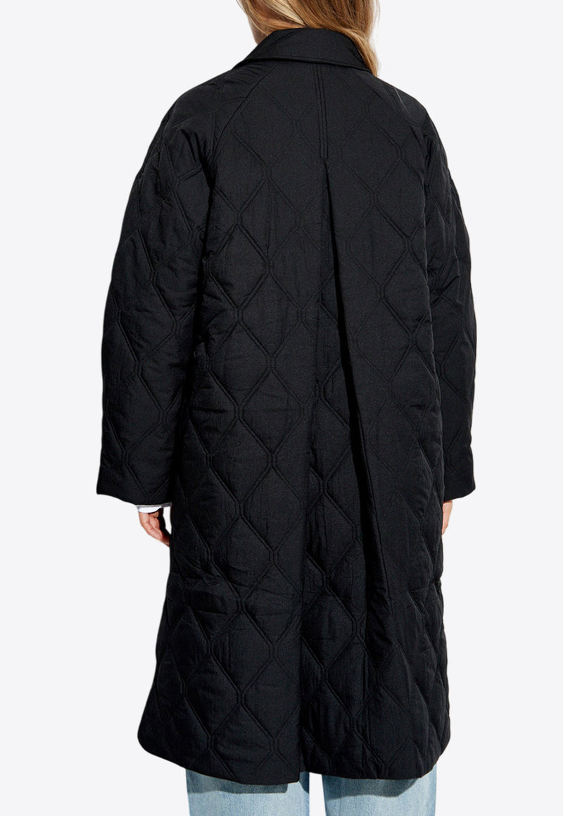 GANNI Single-Breasted Quilted Coat Black F9624 6747-099