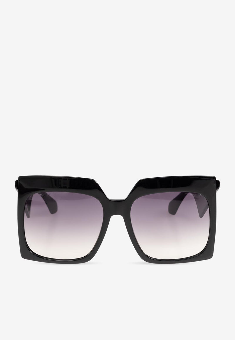 Etro Tailoring Oversized Square Sunglasses Gray ETRO 0002 S 0-807 BLACK