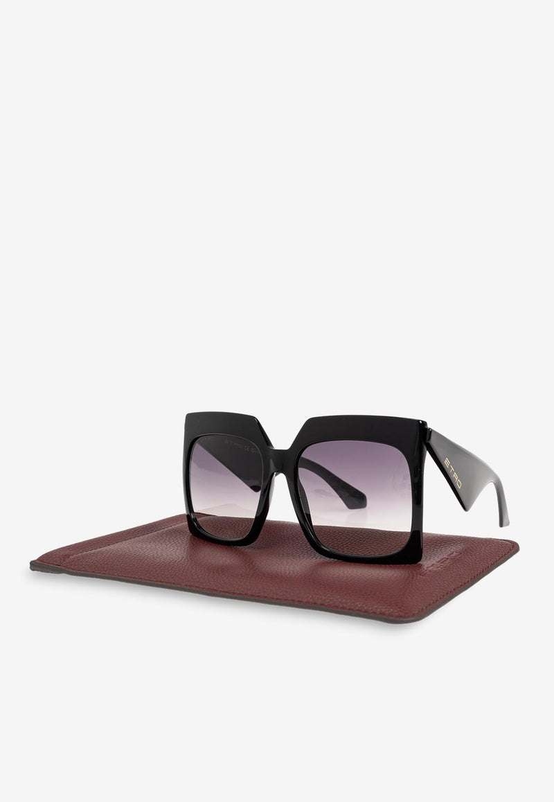 Etro Tailoring Oversized Square Sunglasses Gray ETRO 0002 S 0-807 BLACK