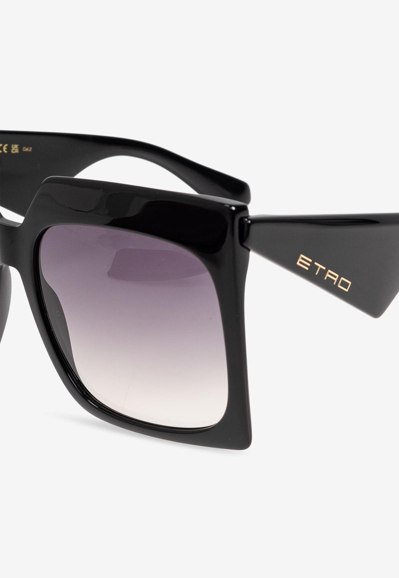 Etro Tailoring Oversized Square Sunglasses Gray ETRO 0002 S 0-807 BLACK