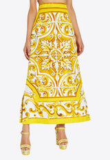 Dolce & Gabbana Majolica Print Midi A-line Skirt Yellow F4CUNT FPTAX-HG5DQ