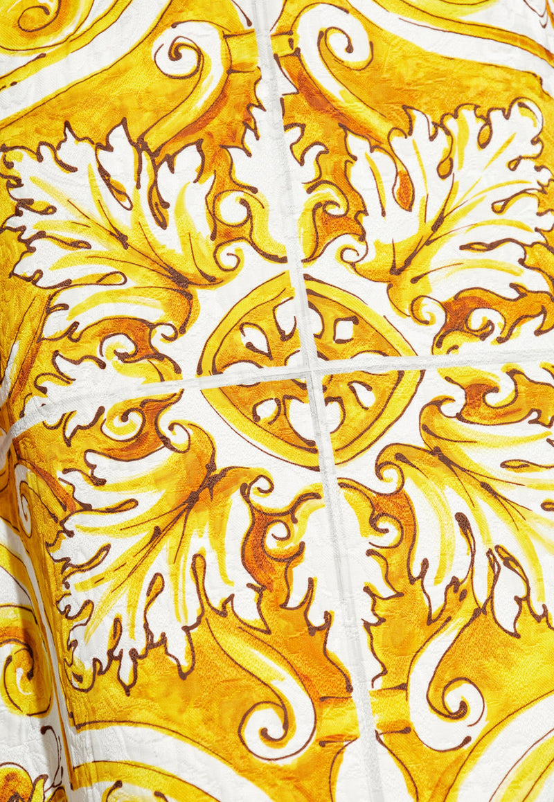 Dolce & Gabbana Majolica Print Midi A-line Skirt Yellow F4CUNT FPTAX-HG5DQ