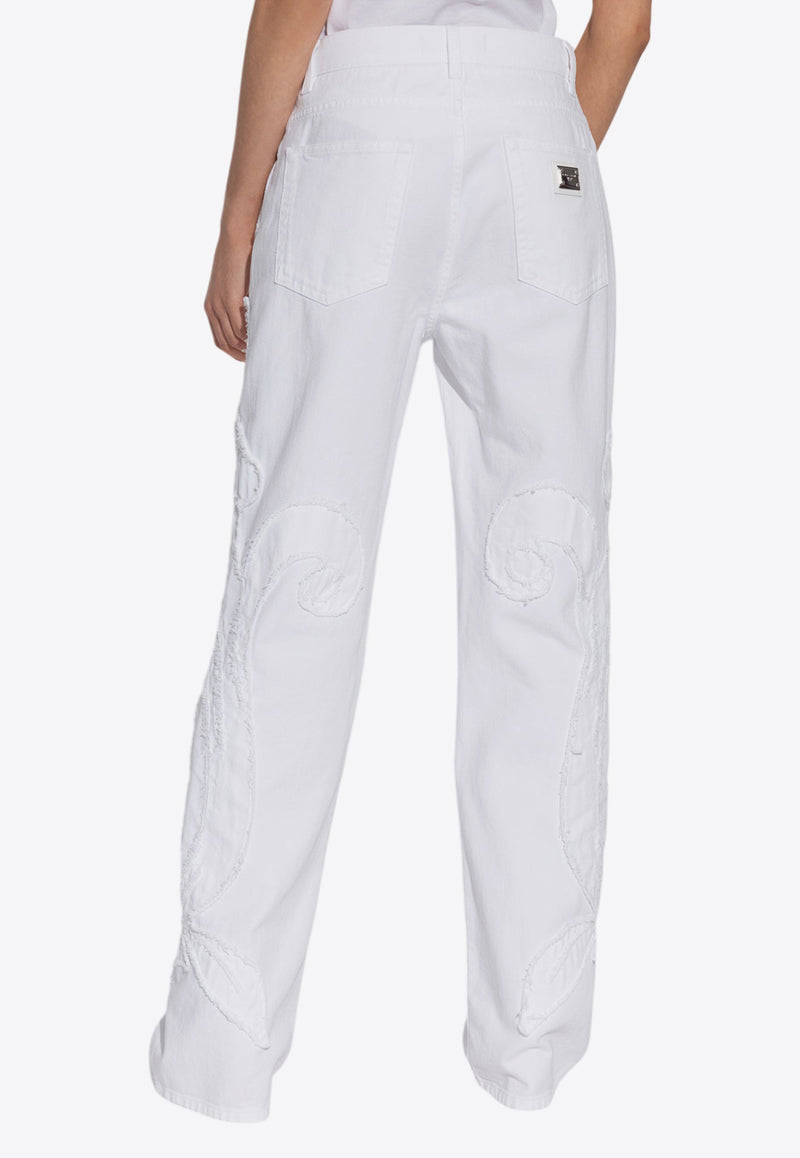 Dolce & Gabbana Embroidered Boyfriend Jeans White FTCGNZ G8LC6-S9001