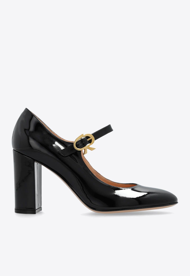 Gianvito Rossi 85 Mary-Jane Pumps in Patent Leather Black G22188 85RIC-VERNERO