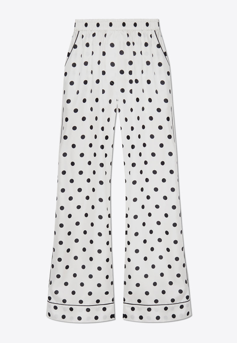 Dolce & Gabbana Polka Dot Print Silk Pajama Pants White FTAMPT IS1VI-HWZRN