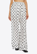 Dolce & Gabbana Polka Dot Print Silk Pajama Pants White FTAMPT IS1VI-HWZRN