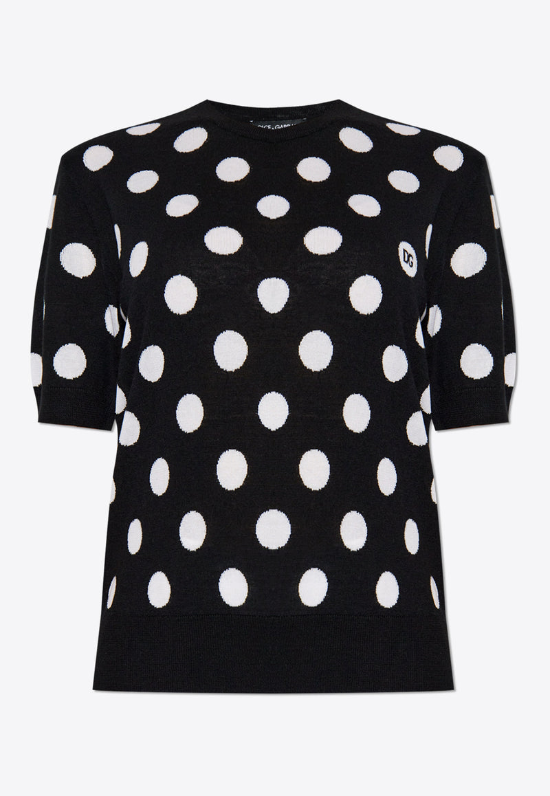 Dolce & Gabbana Polka Dot Knit Top Black FXX22T JCVYK-N0004