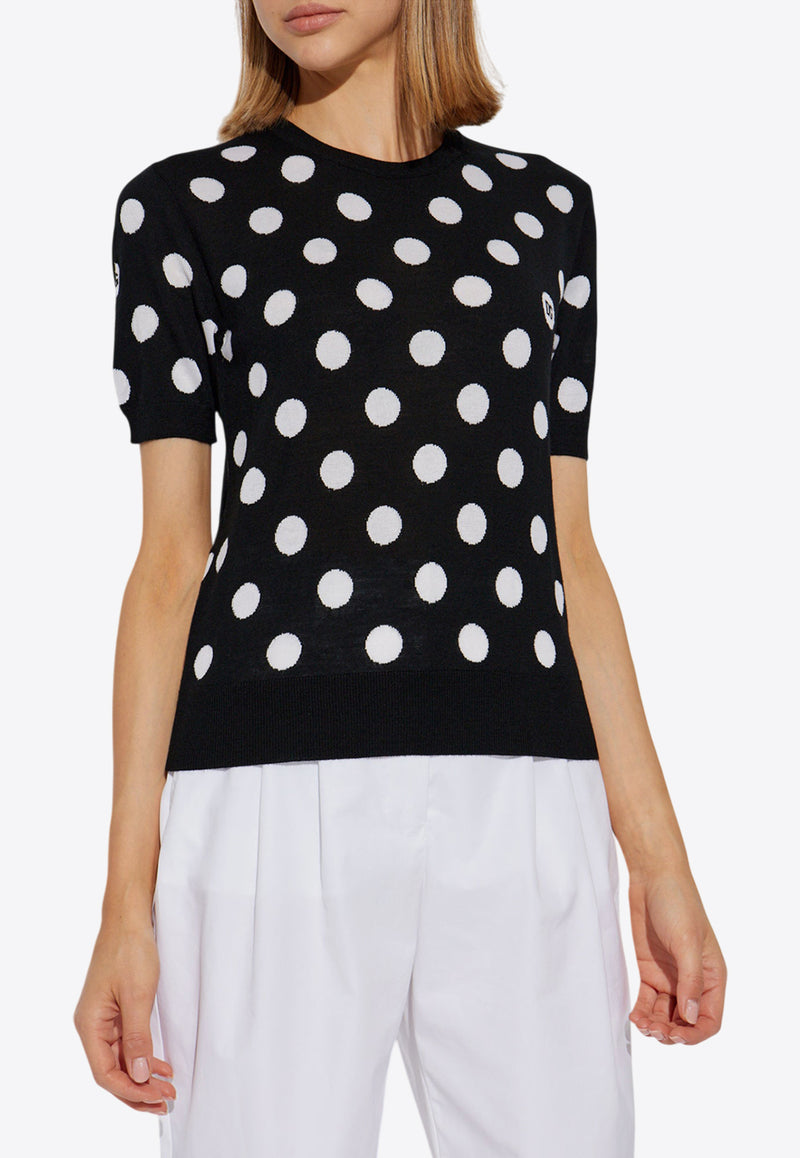 Dolce & Gabbana Polka Dot Knit Top Black FXX22T JCVYK-N0004