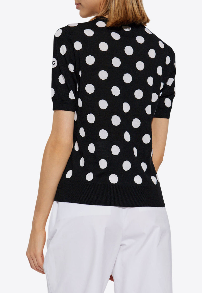 Dolce & Gabbana Polka Dot Knit Top Black FXX22T JCVYK-N0004