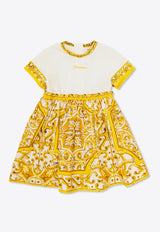 Dolce & Gabbana Kids Babies Majolica Print Dress Yellow L2JDZ1 G7NUL-S9000