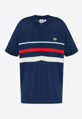 Adidas Originals Signature Striped Half-Zip Wool T-shirt Navy IZ3183 0-NINDIG