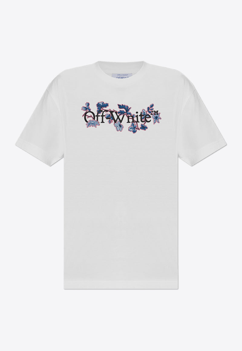 Off-White Flower Bookish Logo T-shirt White OWAA089F24 JER003-0184