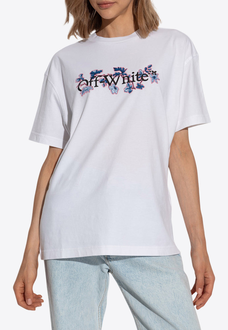 Off-White Flower Bookish Logo T-shirt White OWAA089F24 JER003-0184