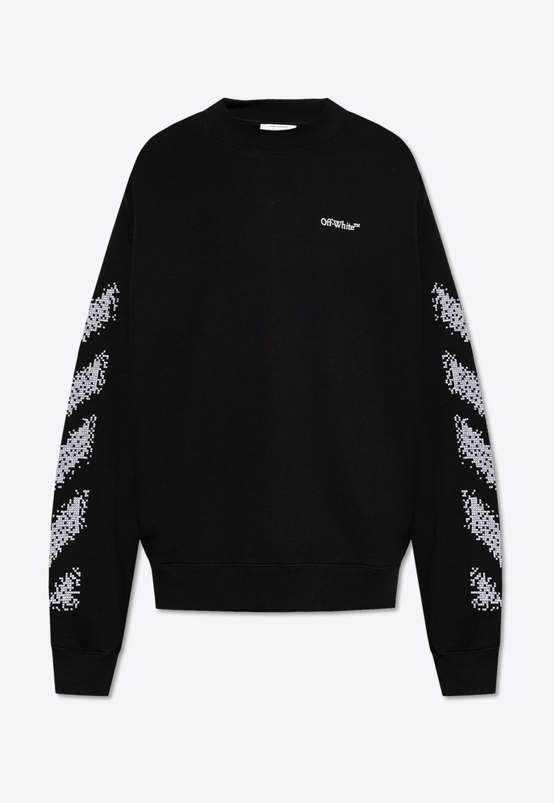 Off-White Pixel Diag Crewneck Sweatshirt Black OMBA054F24 FLE003-1001