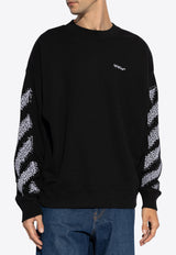 Off-White Pixel Diag Crewneck Sweatshirt Black OMBA054F24 FLE003-1001