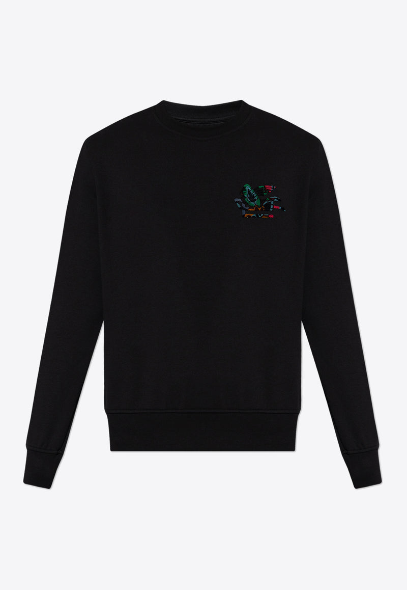 Etro Pegaso Embroidered Crewneck Sweatshirt Black MRMB0006 AJ261-N0000