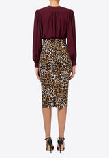 Elisabetta Franchi Leopard Print Midi Pencil Skirt Brown GO06947E2_B85