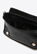 Jérôme Dreyfuss Small Bobi Croc-Embossed Leather Crossbody Bag Black 44BOBISVA_Imprimé Croco Noir