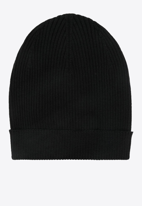 Rick Owens Ribbed Knit Cashmere Beanie Black RU02D6495RIBWS_09