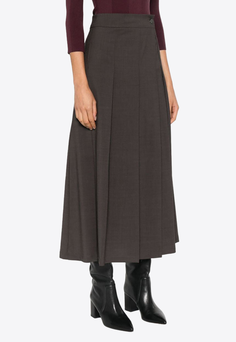 P.A.R.O.S.H Lille Wool-Blend Pleated Midi Skirt Brown D621025LILLE24_008