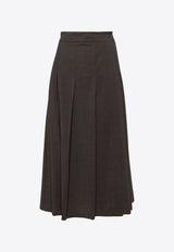 P.A.R.O.S.H Lille Wool-Blend Pleated Midi Skirt Brown D621025LILLE24_008