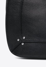 Jérôme Dreyfuss Medium Pepito Grained Leather Shoulder Bag Black 44PEPMBU_Noir Silver