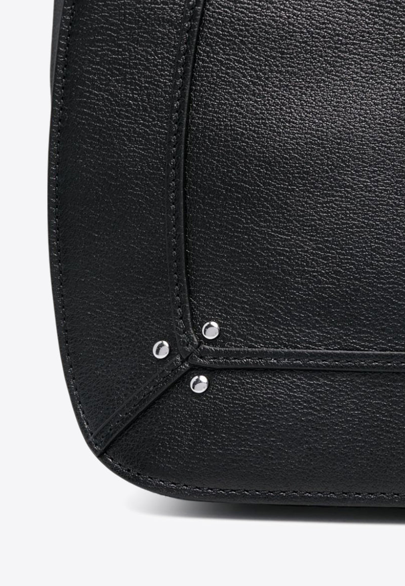 Jérôme Dreyfuss Medium Pepito Grained Leather Shoulder Bag Black 44PEPMBU_Noir Silver