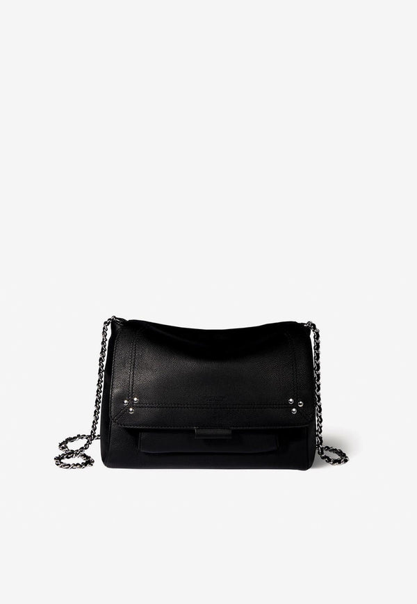 Jérôme Dreyfuss Medium Lulu Grained Leather Crossbody Bag Black 44LULUMVE_Noir Silver