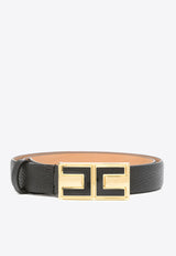 Elisabetta Franchi Logo Buckle Pebbled Leather Belt Black CT02S46E2_110