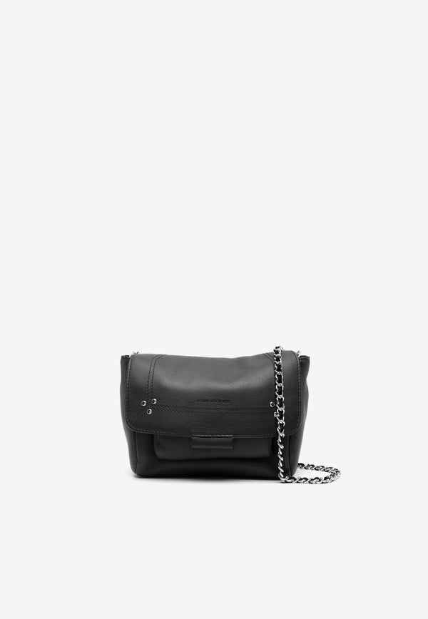 Jérôme Dreyfuss Small Lulu Calf Leather Crossbody Bag Black 44LULUSVE_Noir Silver