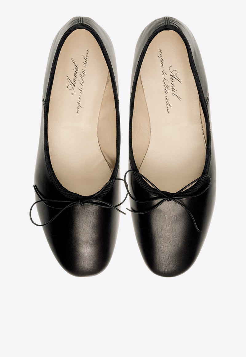 Anniel Dream Leather Ballet Flats Black  1987SAN_BLACK