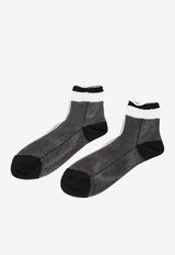 ANTIPAST Sheer Stripped Crew Socks Black AS89CB_B