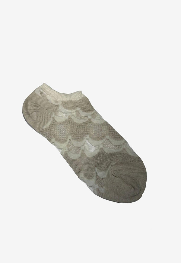 ANTIPAST Embroidered Lace Ankle Socks Khaki AS101S_WW