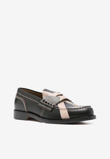 College Cross-Print Calf Leather Loafers Black CWL13914_3