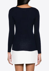 P.A.R.O.S.H Leila Fine-Ribbed Wool Sweater Blue D511583LEILA23_012