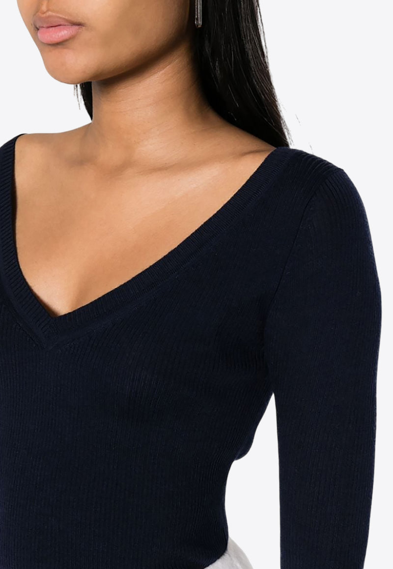 P.A.R.O.S.H Leila Fine-Ribbed Wool Sweater Blue D511583LEILA23_012