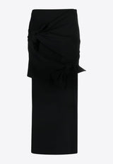 MSGM Knotted Crepe Midi Skirt Black 3542MDD08237806_99