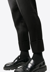 Sapio Satin-Finish Cropped Tailored Pants Black N7VISCOSA_BK