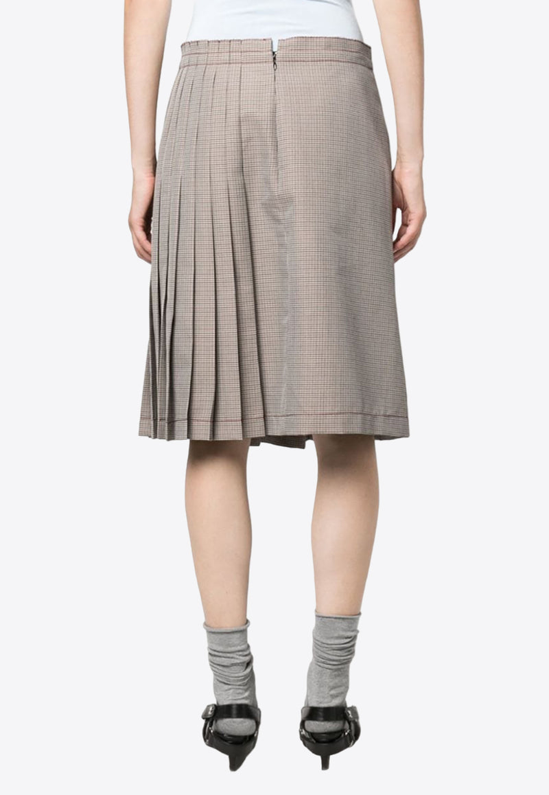 Marni Check Pattern Pleated Midi Skirt Beige GOMA0572FUUTWA03_PDR82