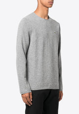 Comme Des Garçons X Lacoste Intarsia Knit Logo Wool Sweater Gray FLN004W23_3