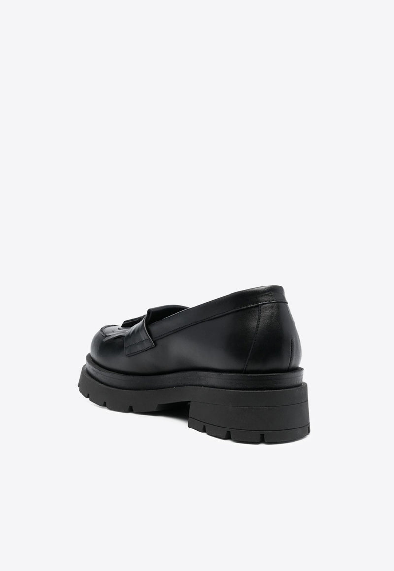 P.A.R.O.S.H Tassel Detail Leather Loafers Black D070231HOSHOE_013